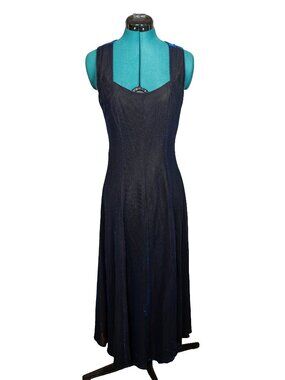 Vintage Molly Malloy Black & Blue Color Shift Cross Back Evening Dress